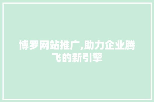 博罗网站推广,助力企业腾飞的新引擎