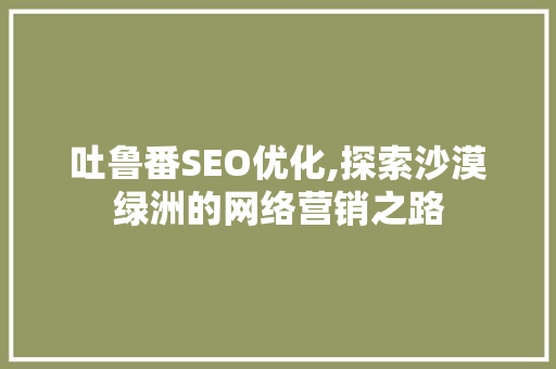吐鲁番SEO优化,探索沙漠绿洲的网络营销之路