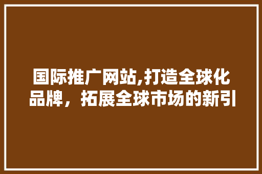国际推广网站,打造全球化品牌，拓展全球市场的新引擎
