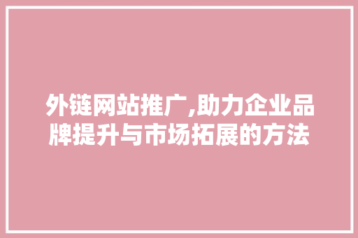 外链网站推广,助力企业品牌提升与市场拓展的方法