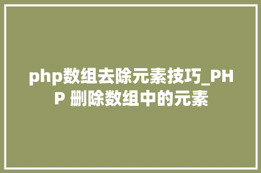 php数组去除元素技巧_PHP 删除数组中的元素
