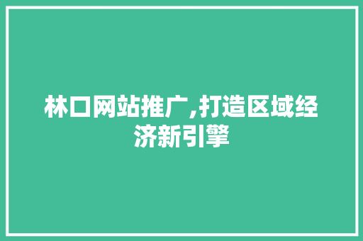 林口网站推广,打造区域经济新引擎