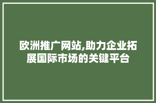 欧洲推广网站,助力企业拓展国际市场的关键平台