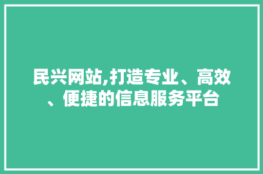 民兴网站,打造专业、高效、便捷的信息服务平台