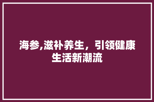 海参,滋补养生，引领健康生活新潮流