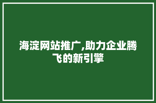 海淀网站推广,助力企业腾飞的新引擎