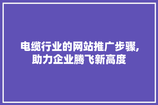 电缆行业的网站推广步骤,助力企业腾飞新高度