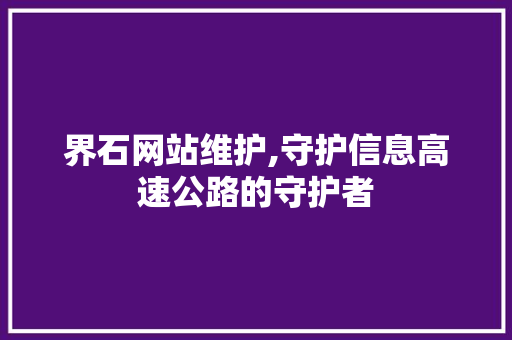 界石网站维护,守护信息高速公路的守护者