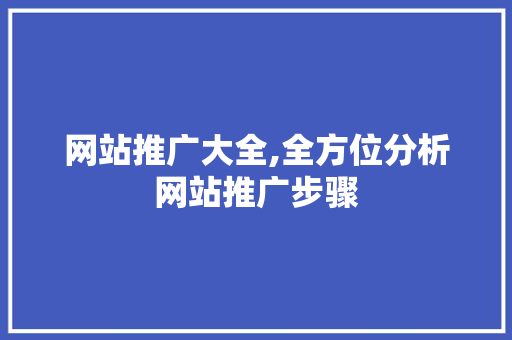 网站推广大全,全方位分析网站推广步骤