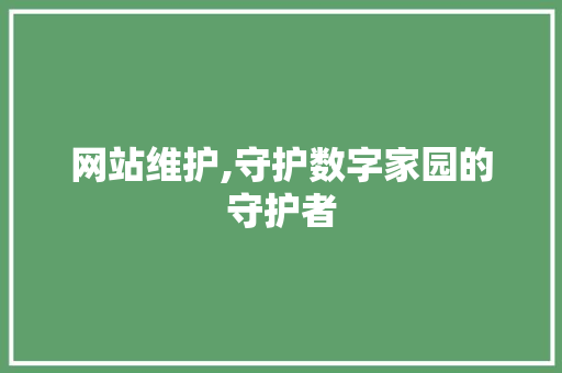 网站维护,守护数字家园的守护者
