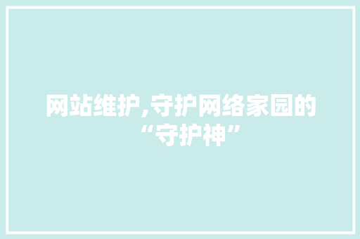 网站维护,守护网络家园的“守护神”