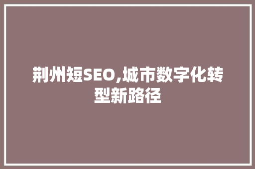荆州短SEO,城市数字化转型新路径
