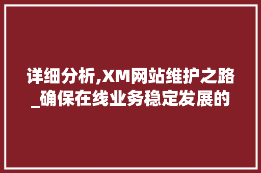 详细分析,XM网站维护之路_确保在线业务稳定发展的关键
