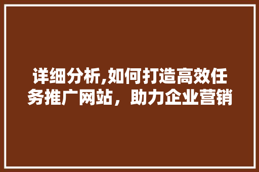详细分析,如何打造高效任务推广网站，助力企业营销新突破