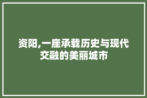 资阳,一座承载历史与现代交融的美丽城市