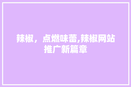 辣椒，点燃味蕾,辣椒网站推广新篇章