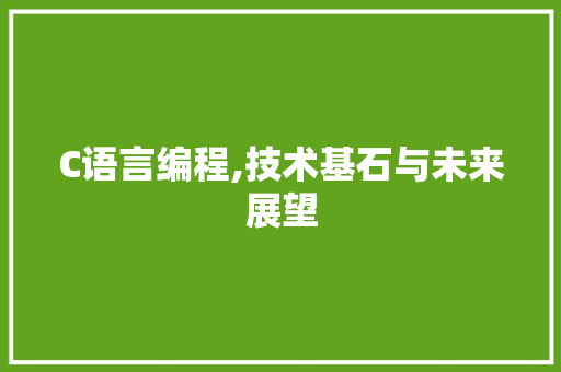 C语言编程,技术基石与未来展望