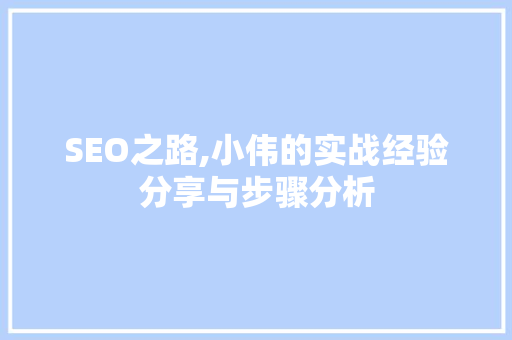 SEO之路,小伟的实战经验分享与步骤分析