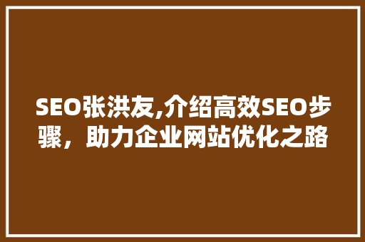 SEO张洪友,介绍高效SEO步骤，助力企业网站优化之路