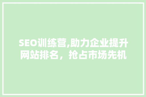 SEO训练营,助力企业提升网站排名，抢占市场先机