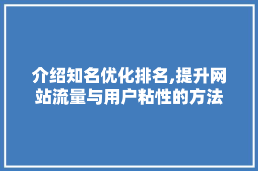 介绍知名优化排名,提升网站流量与用户粘性的方法