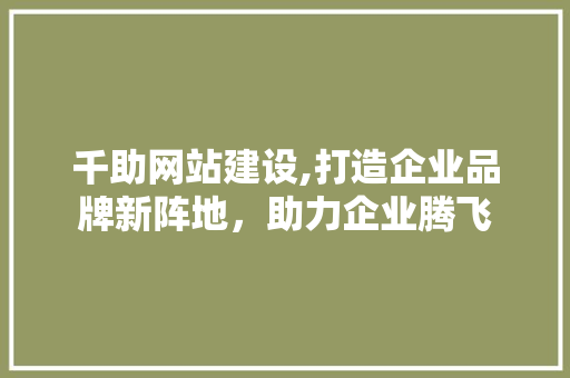 千助网站建设,打造企业品牌新阵地，助力企业腾飞