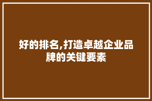 好的排名,打造卓越企业品牌的关键要素