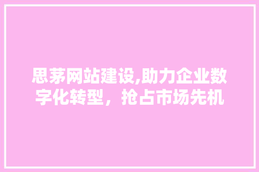 思茅网站建设,助力企业数字化转型，抢占市场先机