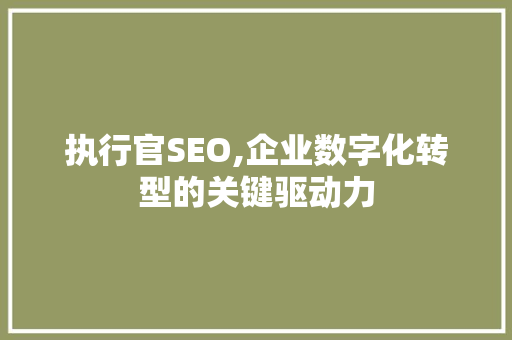 执行官SEO,企业数字化转型的关键驱动力
