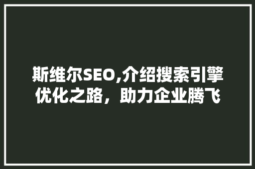 斯维尔SEO,介绍搜索引擎优化之路，助力企业腾飞