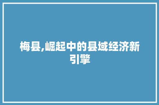 梅县,崛起中的县域经济新引擎