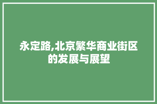 永定路,北京繁华商业街区的发展与展望