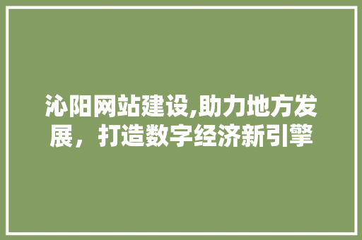 沁阳网站建设,助力地方发展，打造数字经济新引擎