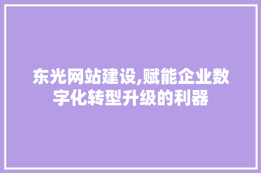 东光网站建设,赋能企业数字化转型升级的利器