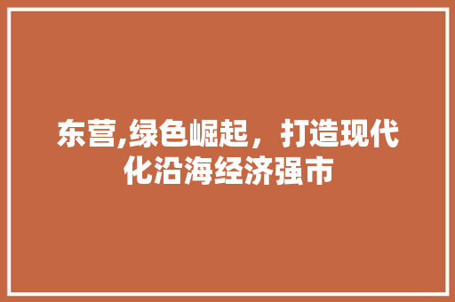 东营,绿色崛起，打造现代化沿海经济强市
