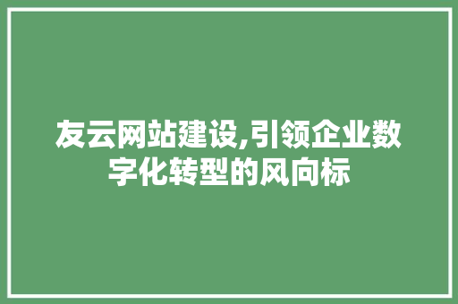 友云网站建设,引领企业数字化转型的风向标