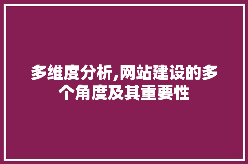 多维度分析,网站建设的多个角度及其重要性