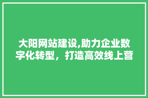 大阳网站建设,助力企业数字化转型，打造高效线上营销平台