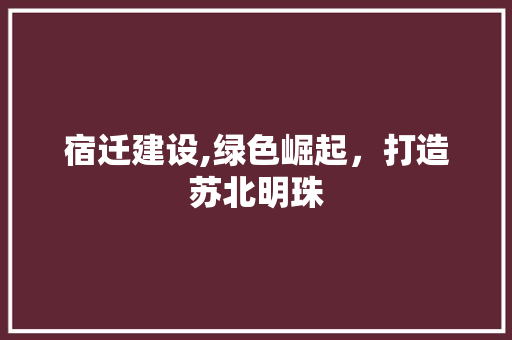 宿迁建设,绿色崛起，打造苏北明珠