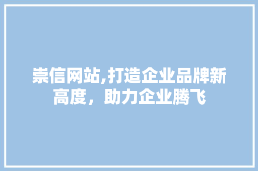 崇信网站,打造企业品牌新高度，助力企业腾飞