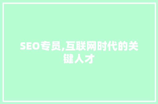 SEO专员,互联网时代的关键人才