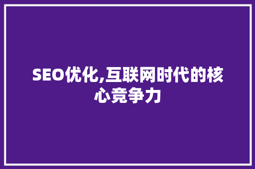 SEO优化,互联网时代的核心竞争力