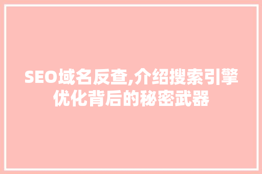 SEO域名反查,介绍搜索引擎优化背后的秘密武器