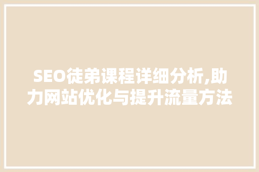 SEO徒弟课程详细分析,助力网站优化与提升流量方法