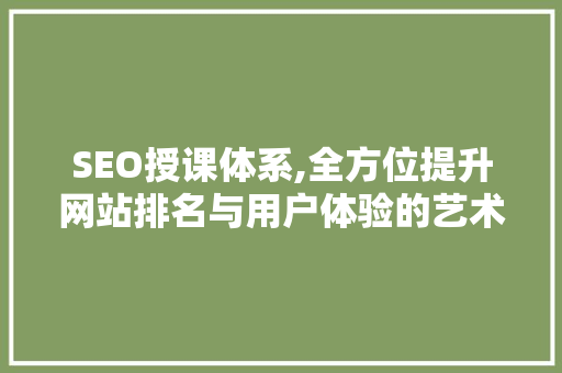 SEO授课体系,全方位提升网站排名与用户体验的艺术