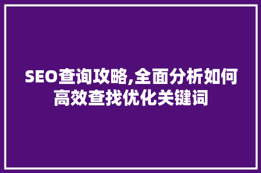 SEO查询攻略,全面分析如何高效查找优化关键词