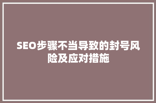 SEO步骤不当导致的封号风险及应对措施