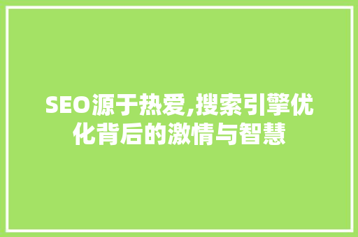 SEO源于热爱,搜索引擎优化背后的激情与智慧