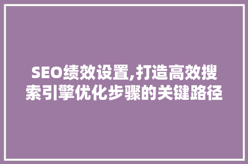 SEO绩效设置,打造高效搜索引擎优化步骤的关键路径