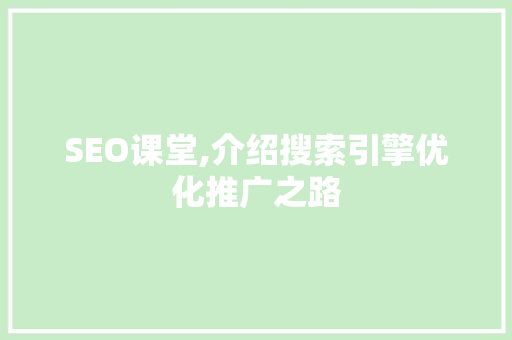 SEO课堂,介绍搜索引擎优化推广之路